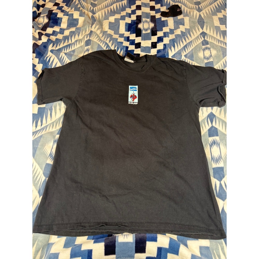 HUF x Marvel Spiderman Graphic T-Shirt Mens Large Black Short Sleeve Crewneck